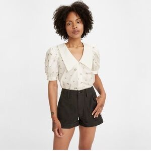 NWT Levi’s Women’s Ribcage Utility Cargo Shorts | Soft Utility Caviar Black | 28